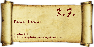 Kupi Fodor névjegykártya